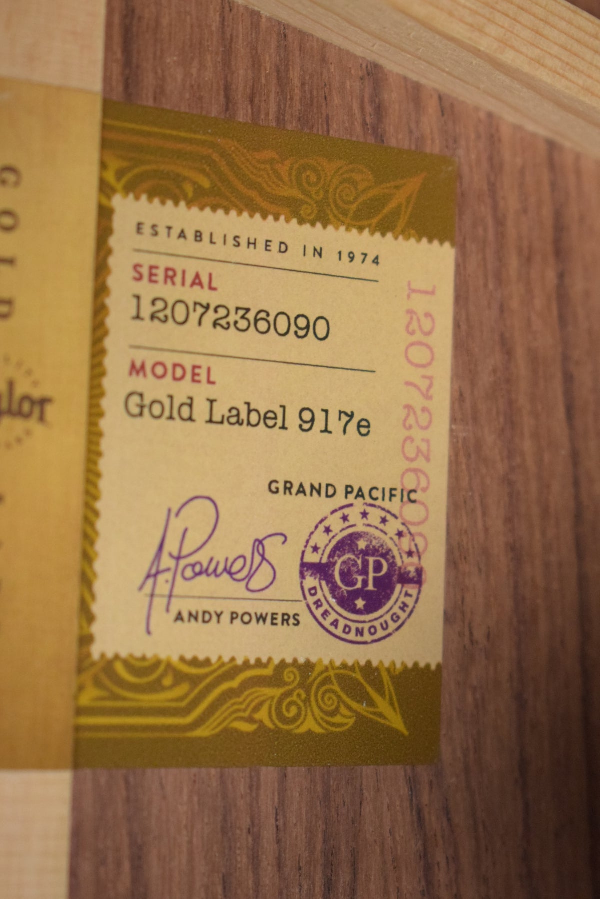 Taylor Gold Label 917e Honduran Rosewood