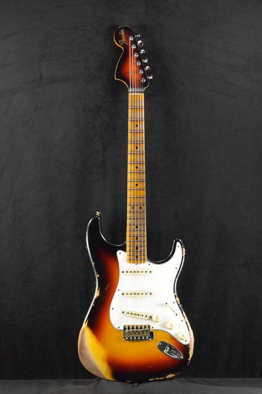 Fender 1969 Stratocaster Heavy Relic Aged Target 3-Color Sunburst with Matching Headcap
