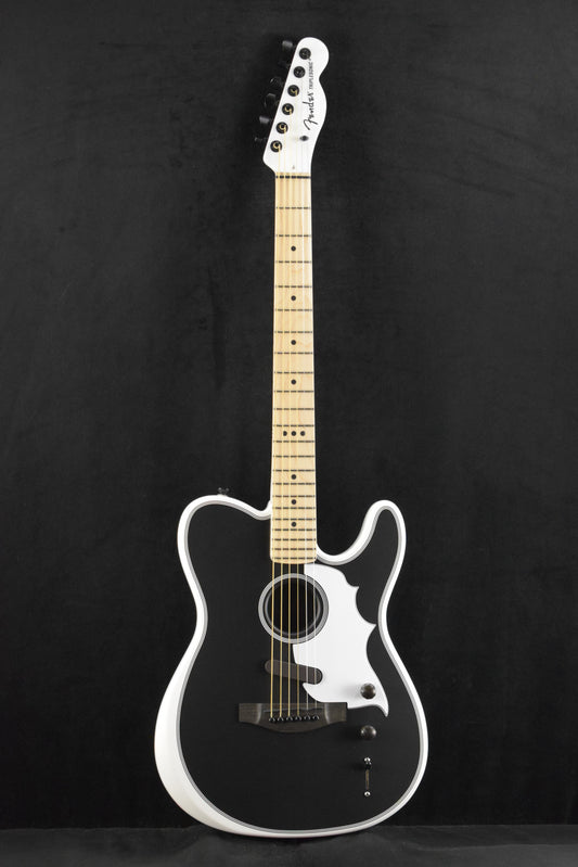 Fender Jack White Triplesonic Acoustasonic Telecaster Satin Arctic White with Black Top
