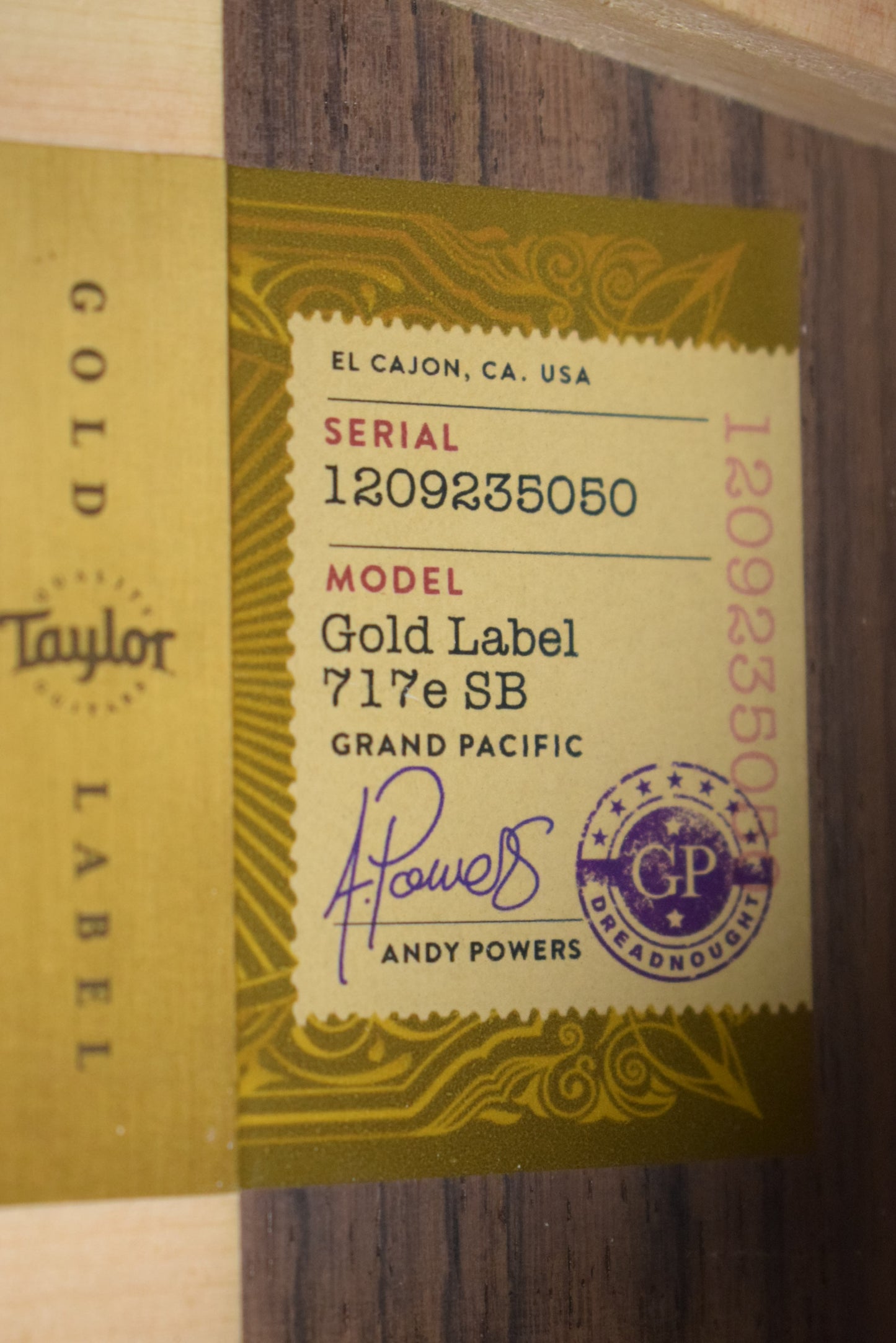 Taylor Gold Label 717e SB Sunburst w/Firestripe Pickguard