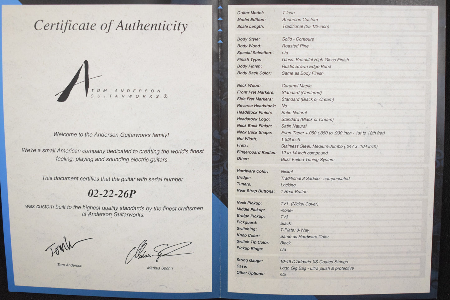 Tom Anderson T Icon Contoured Rustic Brown Edge Burst