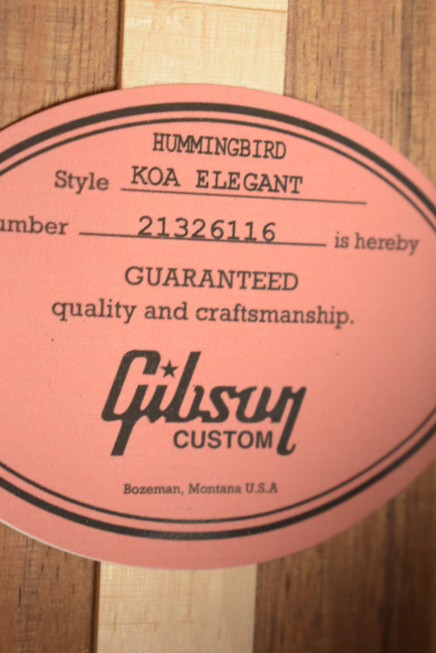 Gibson Custom Hummingbird Elegant Koa Honey Burst