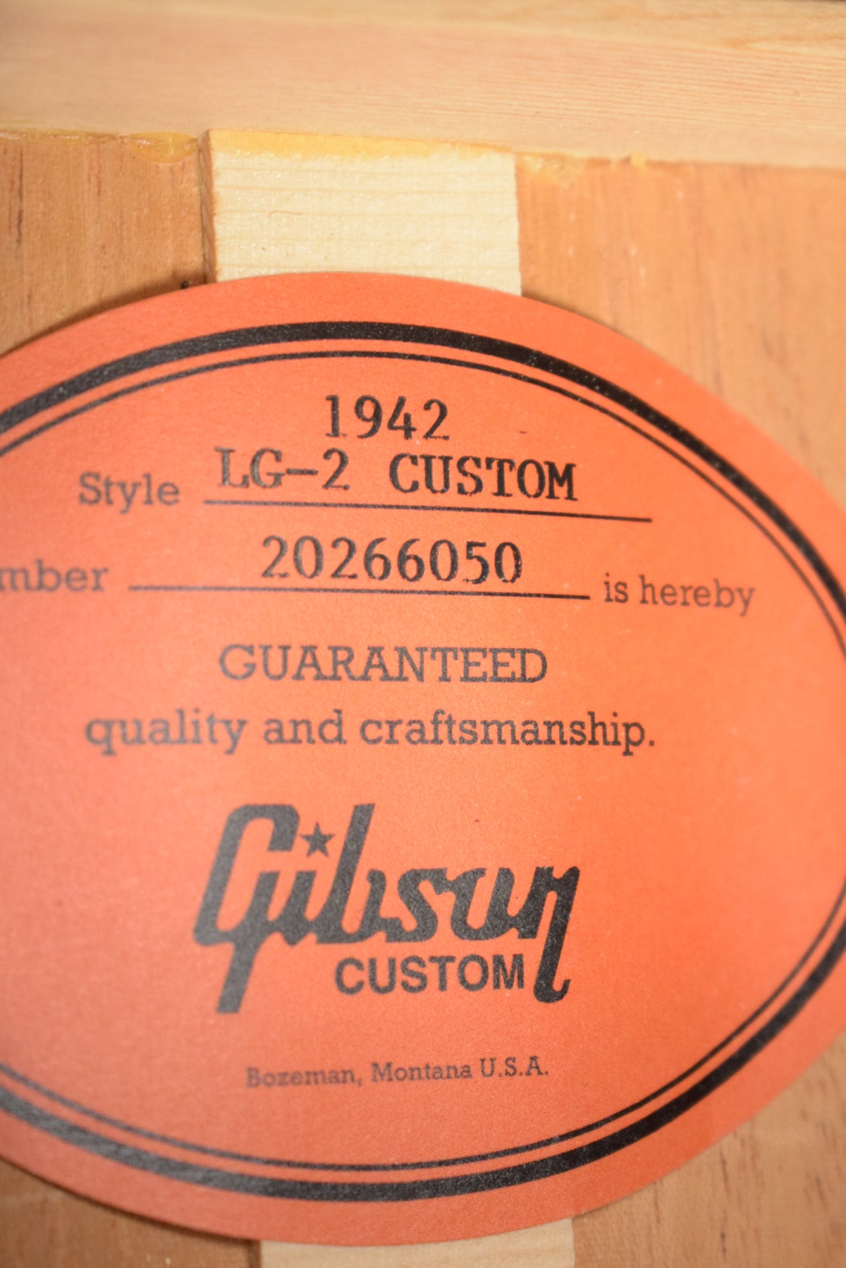 Gibson Custom Made to Measure Acoustic-Electric 1942 LG-2 AJ 1930s Burst VOS NH