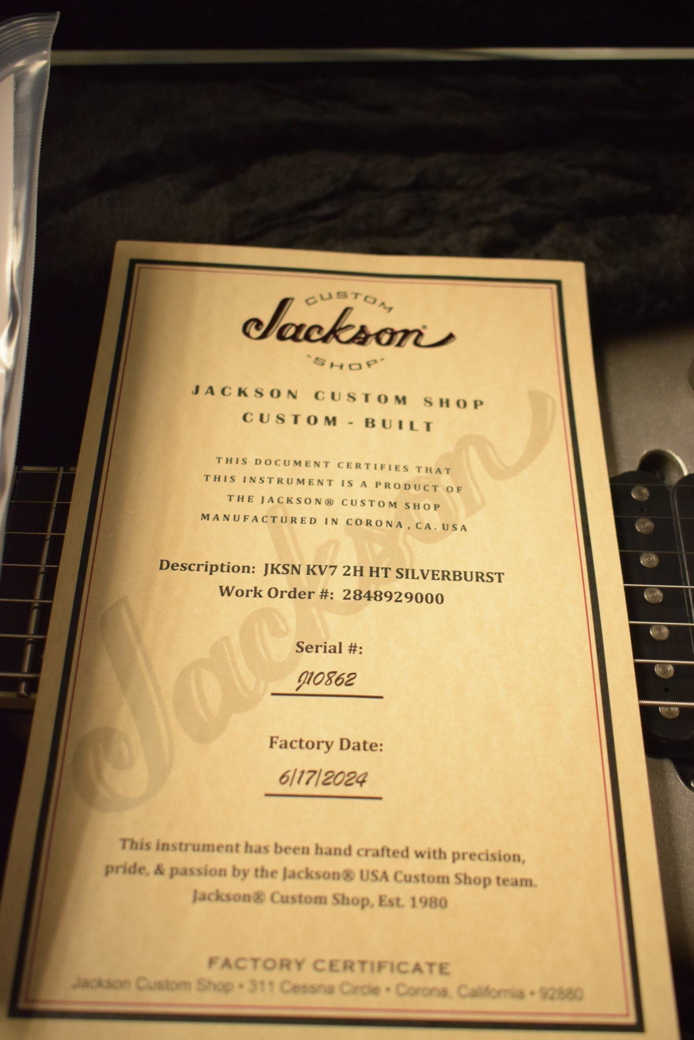 Jackson Custom Shop USA Special Edition King V 7 String Silverburst