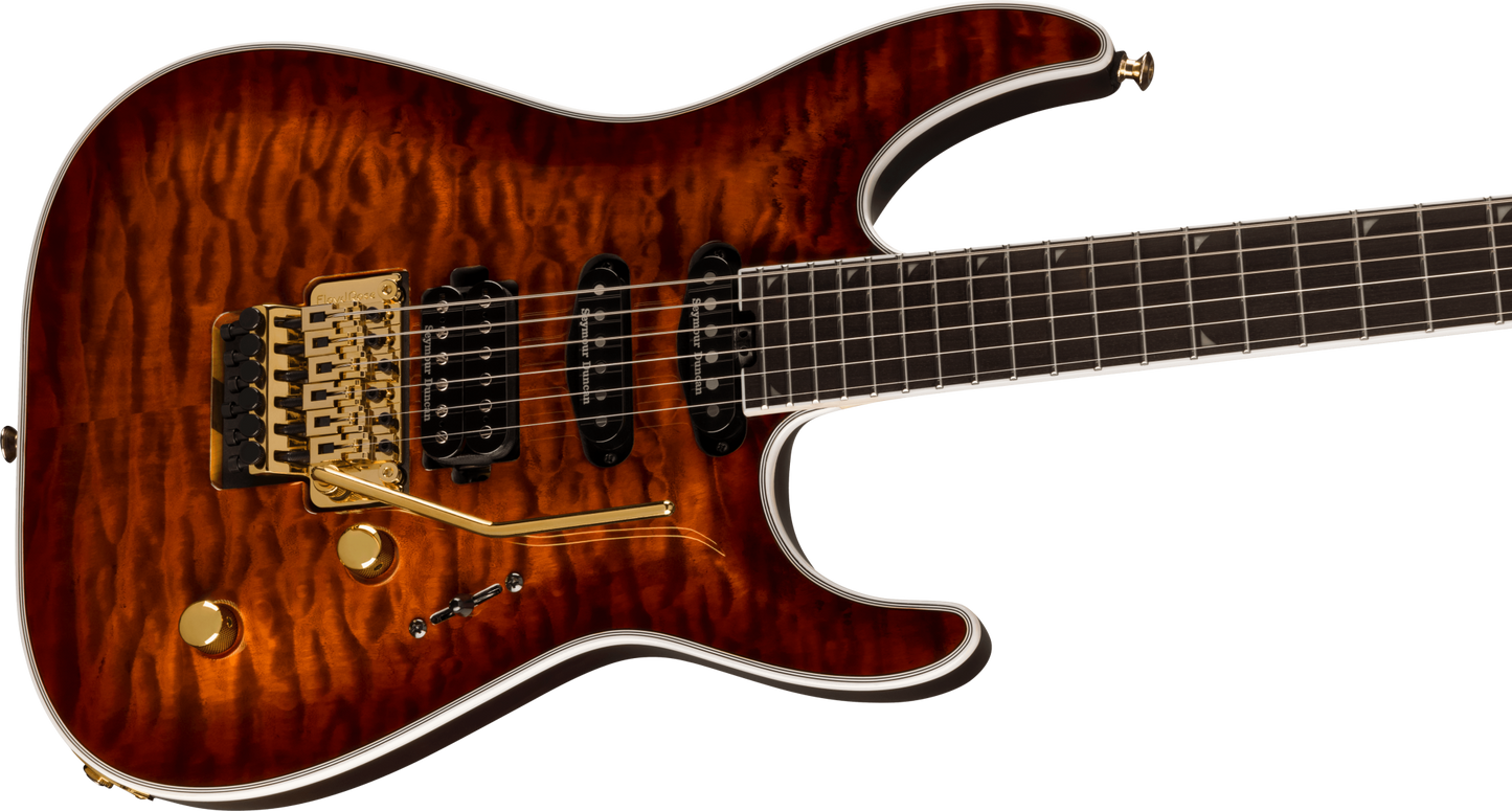 Jackson Pro Plus Series Soloist SLA3Q Amber Tiger Eye Ebony Fingerboard