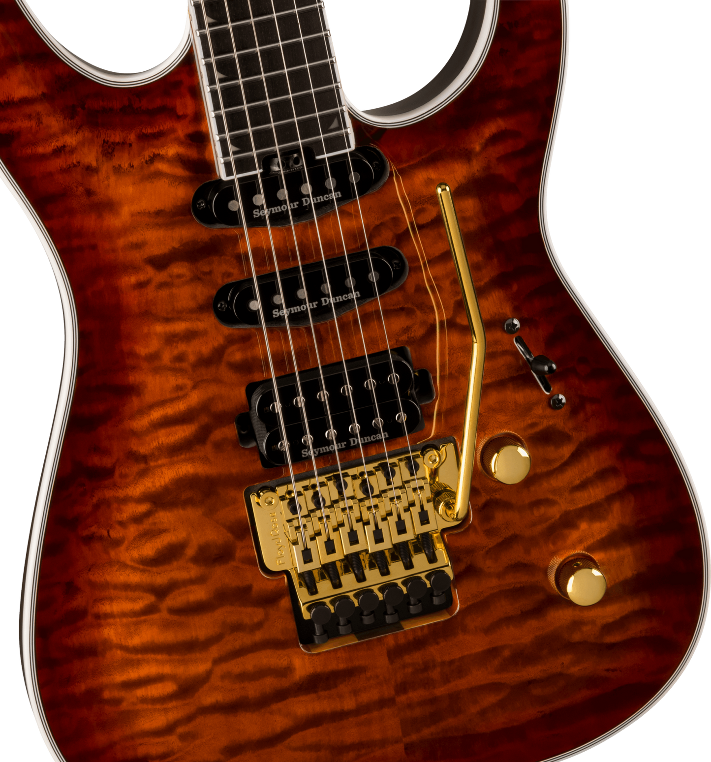 Jackson Pro Plus Series Soloist SLA3Q Amber Tiger Eye Ebony Fingerboard