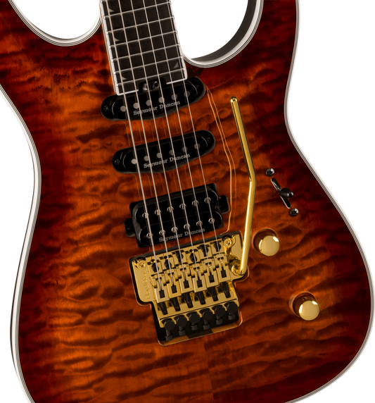 Jackson Pro Plus Series Soloist SLA3Q Amber Tiger Eye Ebony Fingerboard