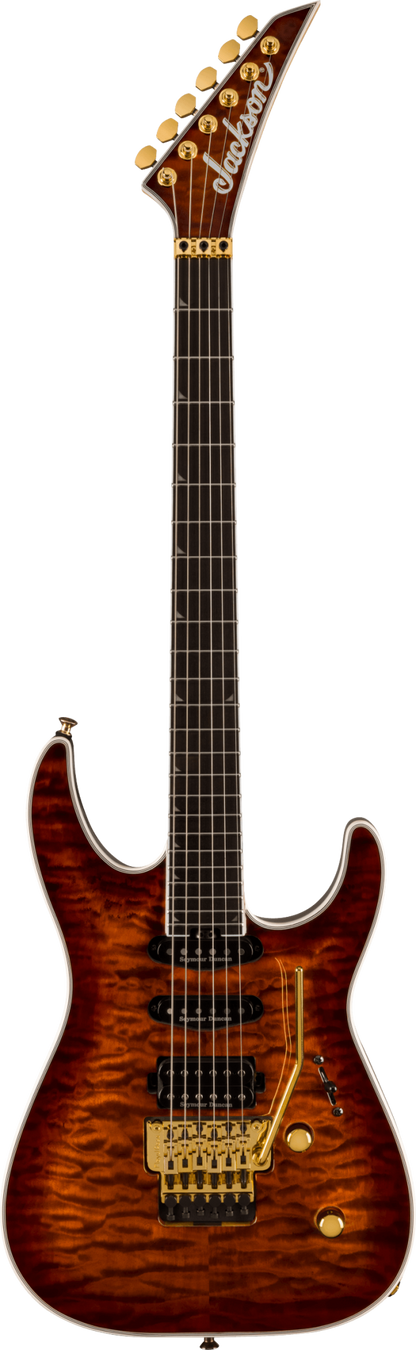 Jackson Pro Plus Series Soloist SLA3Q Amber Tiger Eye Ebony Fingerboard