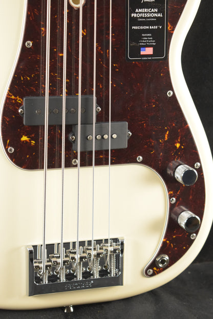 Fender American Professional Precision Bass V Olympic White Rosewood Fingerboard