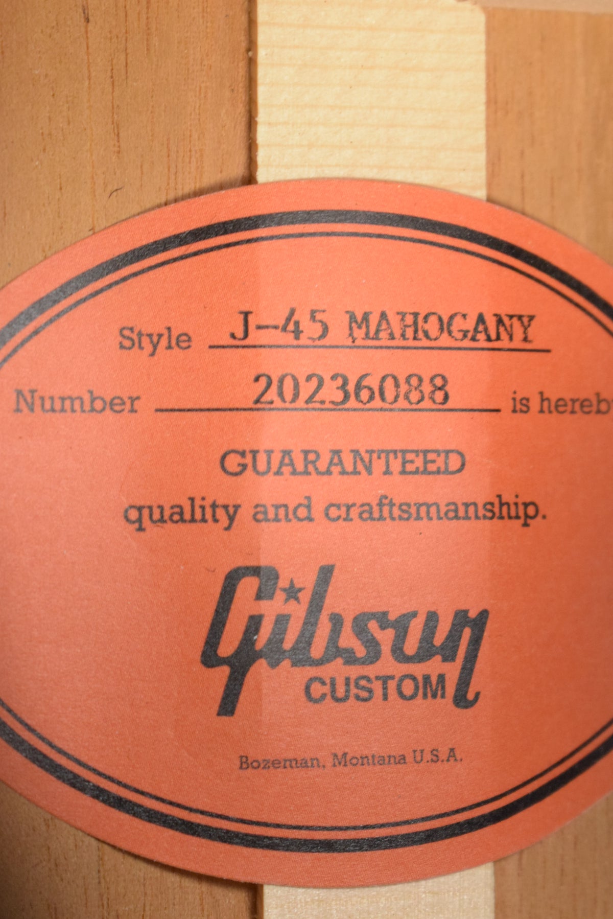 Gibson Custom Made to Measure Acoustic-Electric J-45 All Mahogany TV Yellow