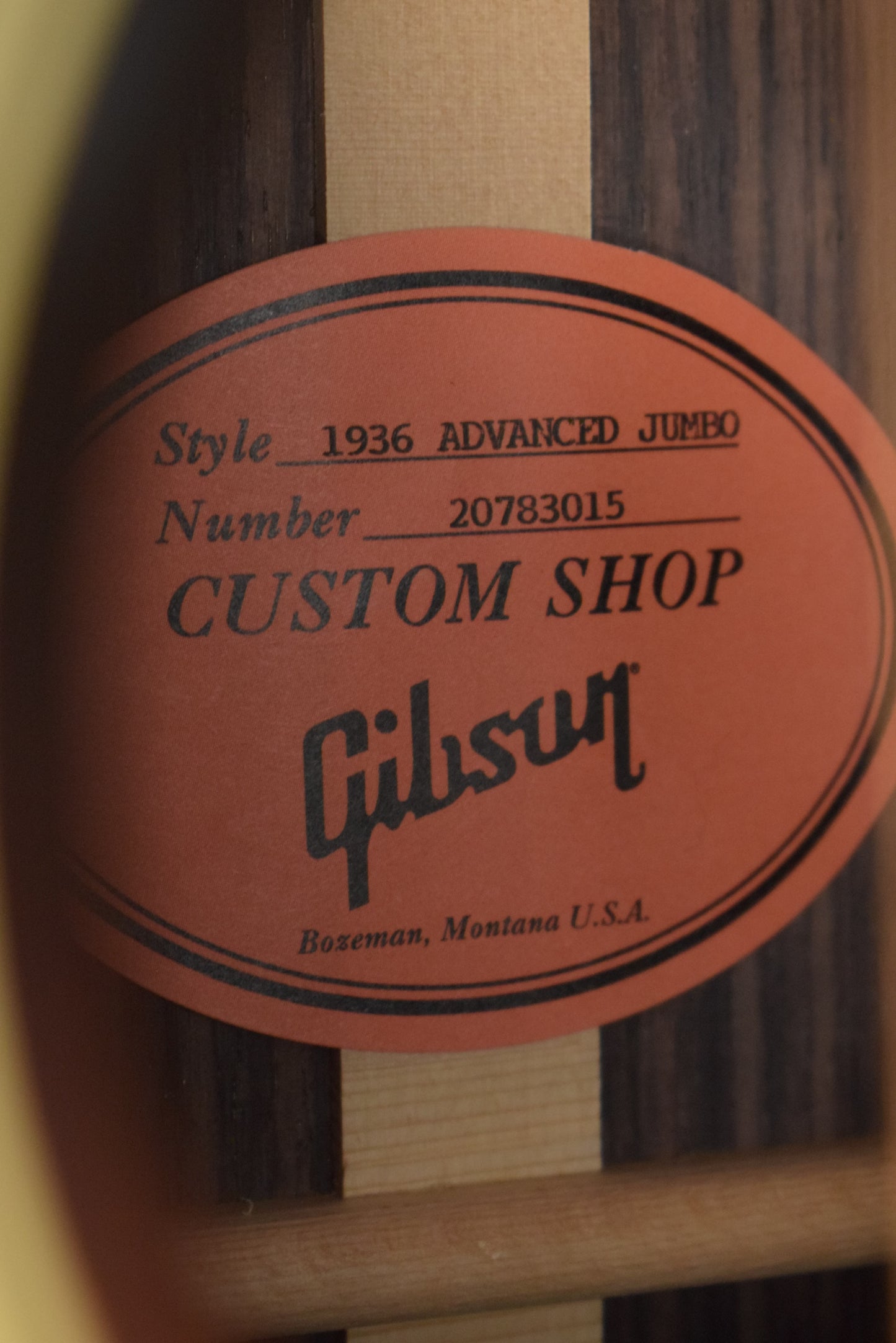 Gibson Custom Shop 1936 Advanced Jumbo Vintage Sunburst