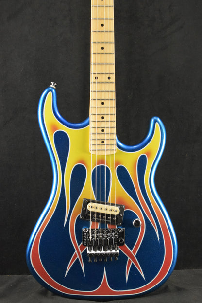 Kramer Baretta Hot Rod Blue Sparkle with Flames w/Premium Soft Case