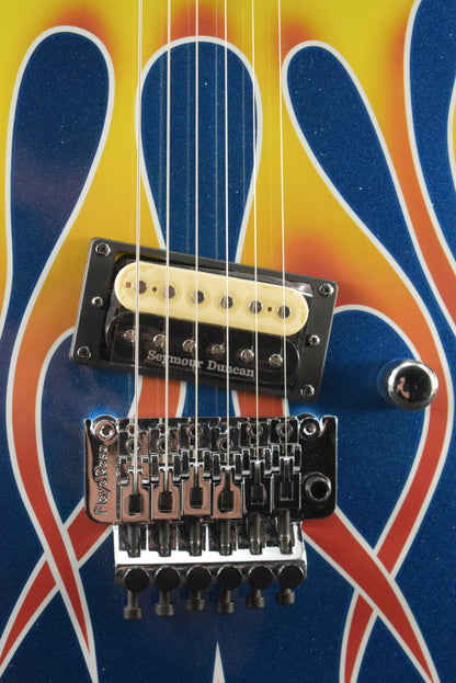 Kramer Baretta Hot Rod Blue Sparkle with Flames w/Premium Soft Case