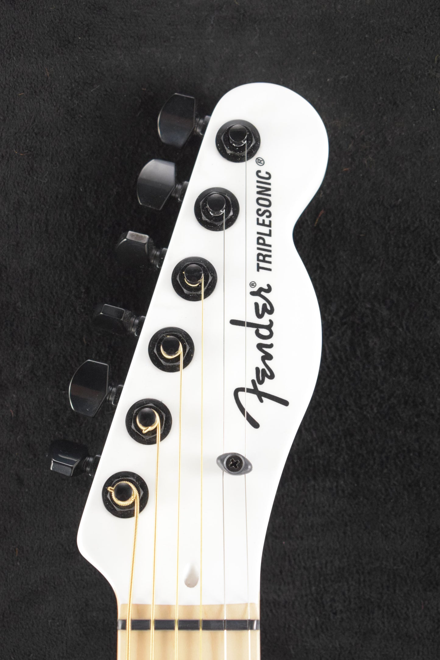 Fender Jack White Triplesonic Acoustasonic Telecaster Maple Fingerboard White Pickguard Satin Arctic White with Black Top