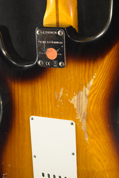 Fender 1955 Stratocaster Heavy Relic Aged 2-Color Sunburst 1-Piece Quartersawn Maple Neck