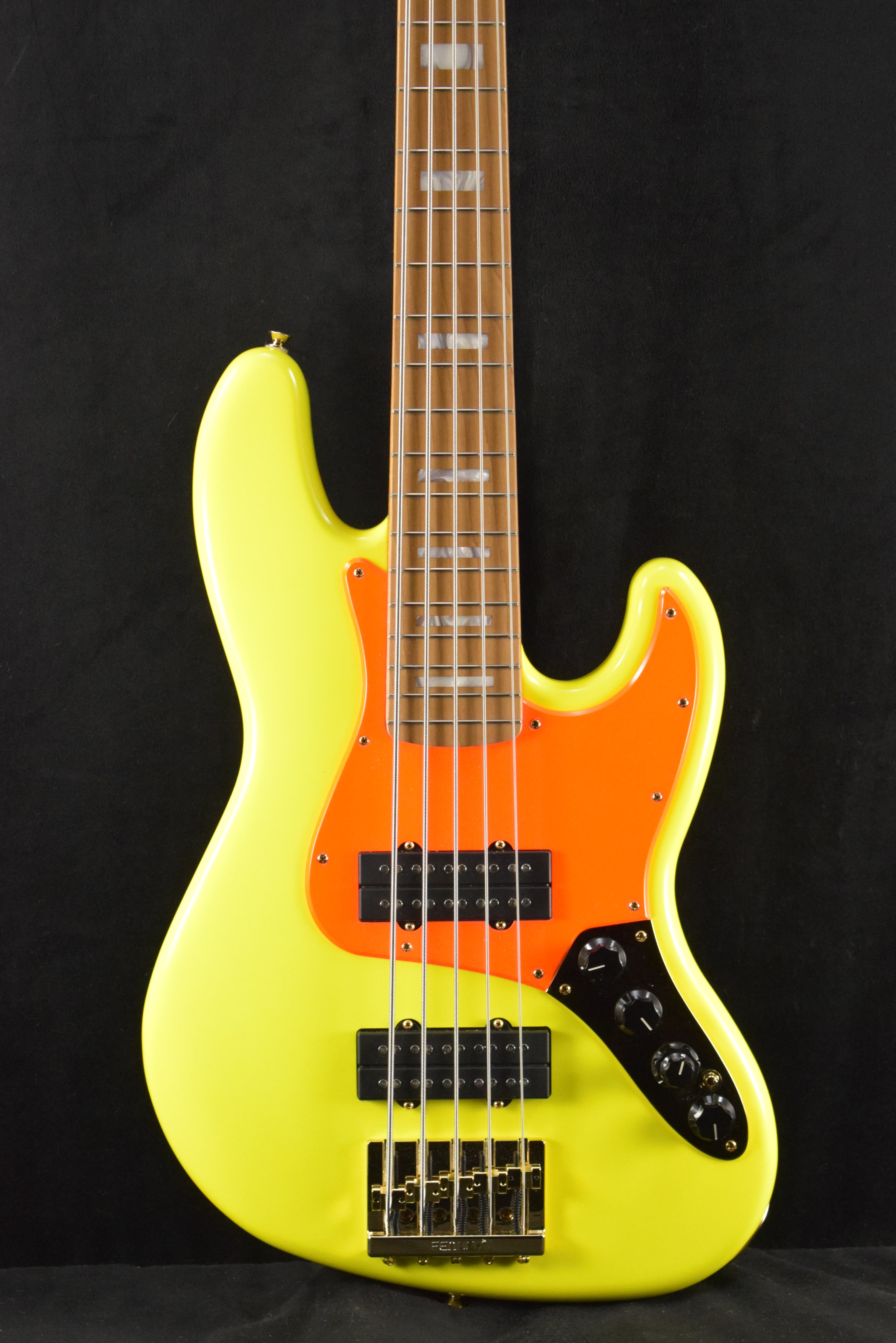 Fender MonoNeon Jazz Bass V Neon Yellow Maple Fingerboard