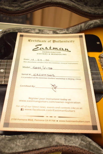Eastman SB55/V-SB Solid Body Antique Varnish Sunburst Finish