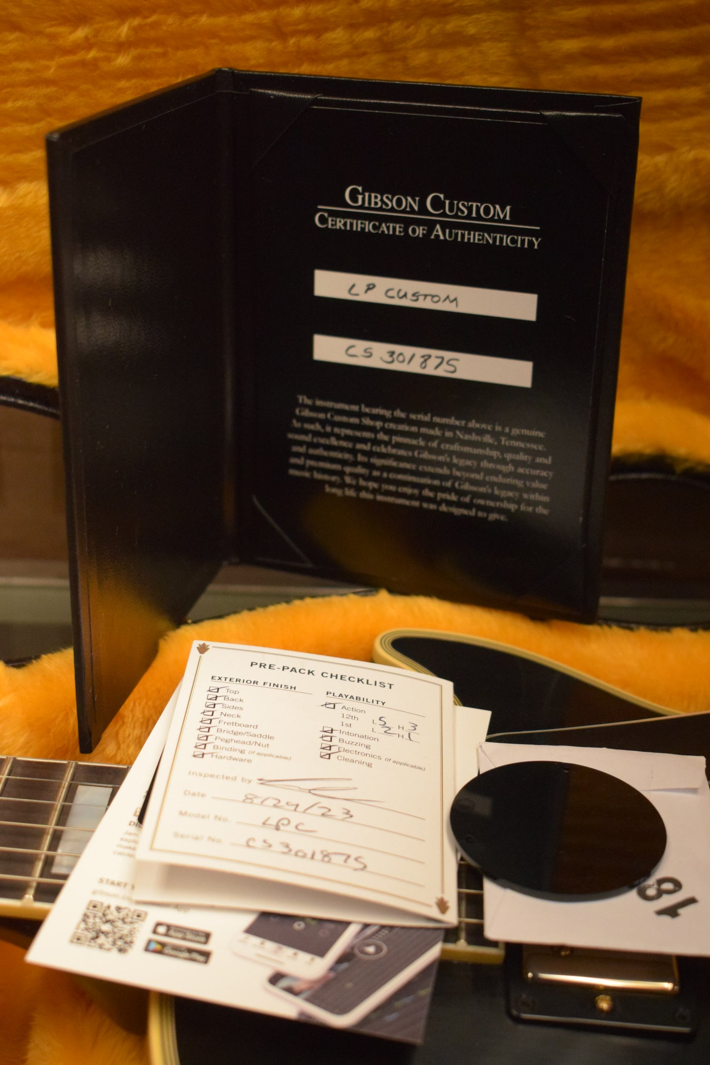 Gibson Custom Shop Les Paul Custom Chambered Body Slim Neck 3 Pickup Ebony VOS GH Fuller's Exclusive