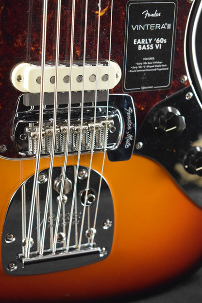 Fender Vintera III Early '60s Bass VI 3-Color Sunburst Rosewood Fingerboard