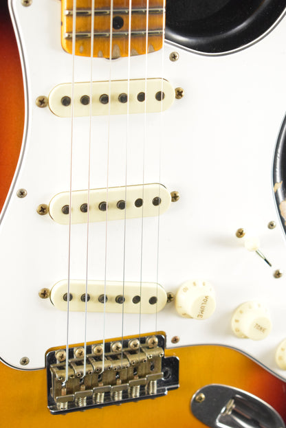 Fender 1969 Stratocaster Heavy Relic Aged Target 3-Color Sunburst with Matching Headcap