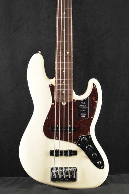 Fender American Professional Jazz Bass V Olympic White Rosewood Fingerboard
