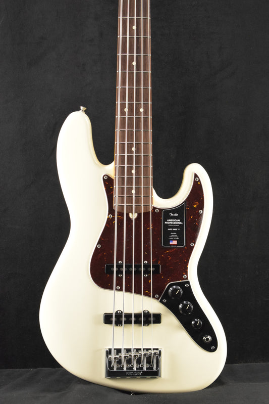 Fender American Professional Jazz Bass V Olympic White Rosewood Fingerboard
