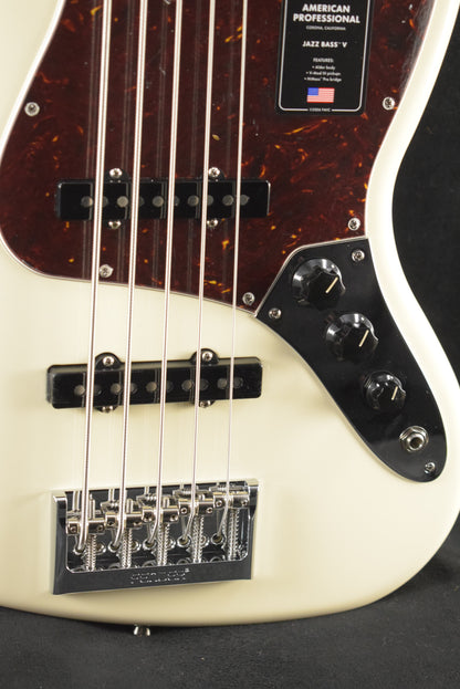 Fender American Professional Jazz Bass V Olympic White Rosewood Fingerboard