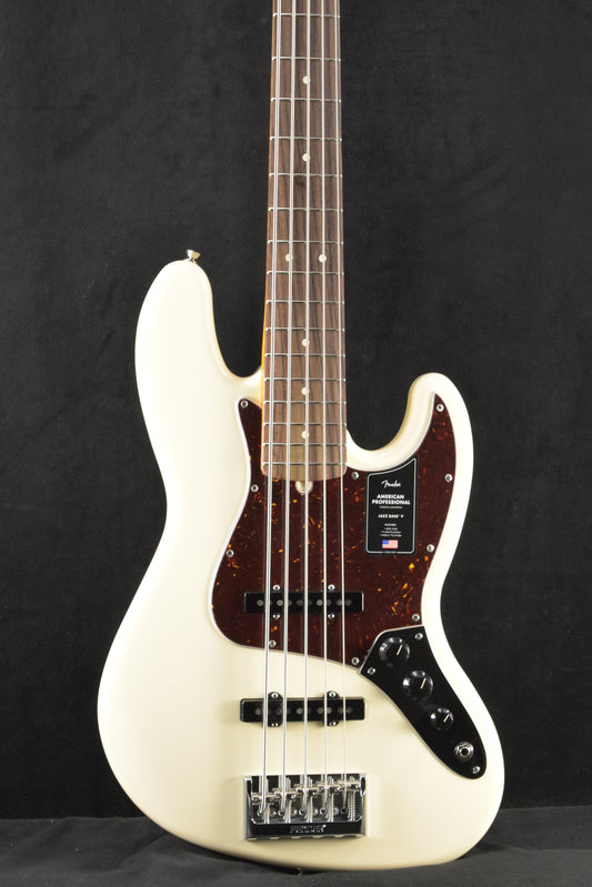 Fender American Professional Jazz Bass V Olympic White Rosewood Fingerboard
