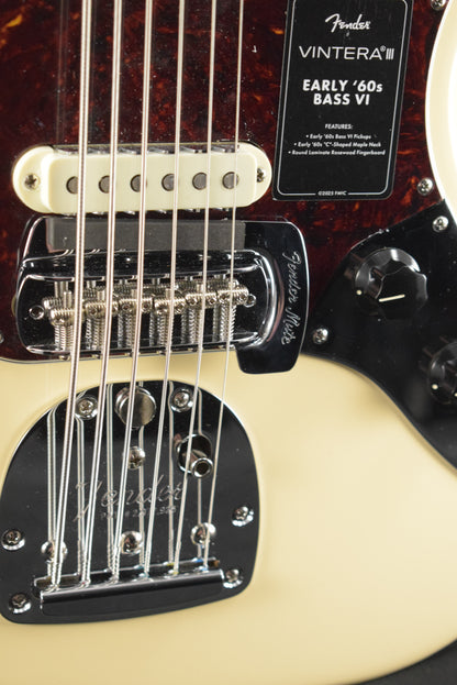 Fender Vintera III Early '60s Bass VI Olympic White Rosewood Fingerboard