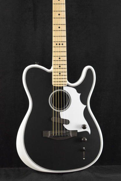 Fender Jack White Triplesonic Acoustasonic Telecaster Satin Arctic White with Black Top