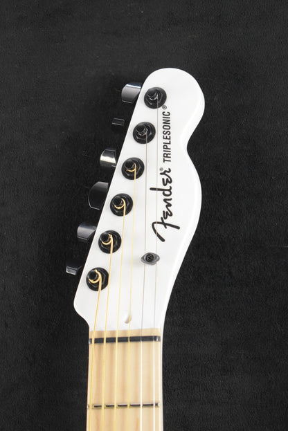 Fender Jack White Triplesonic Acoustasonic Telecaster Satin Arctic White with Black Top