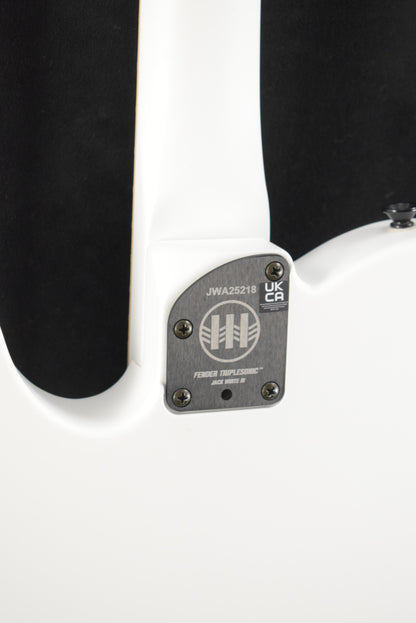 Fender Jack White Triplesonic Acoustasonic Telecaster Satin Arctic White with Black Top
