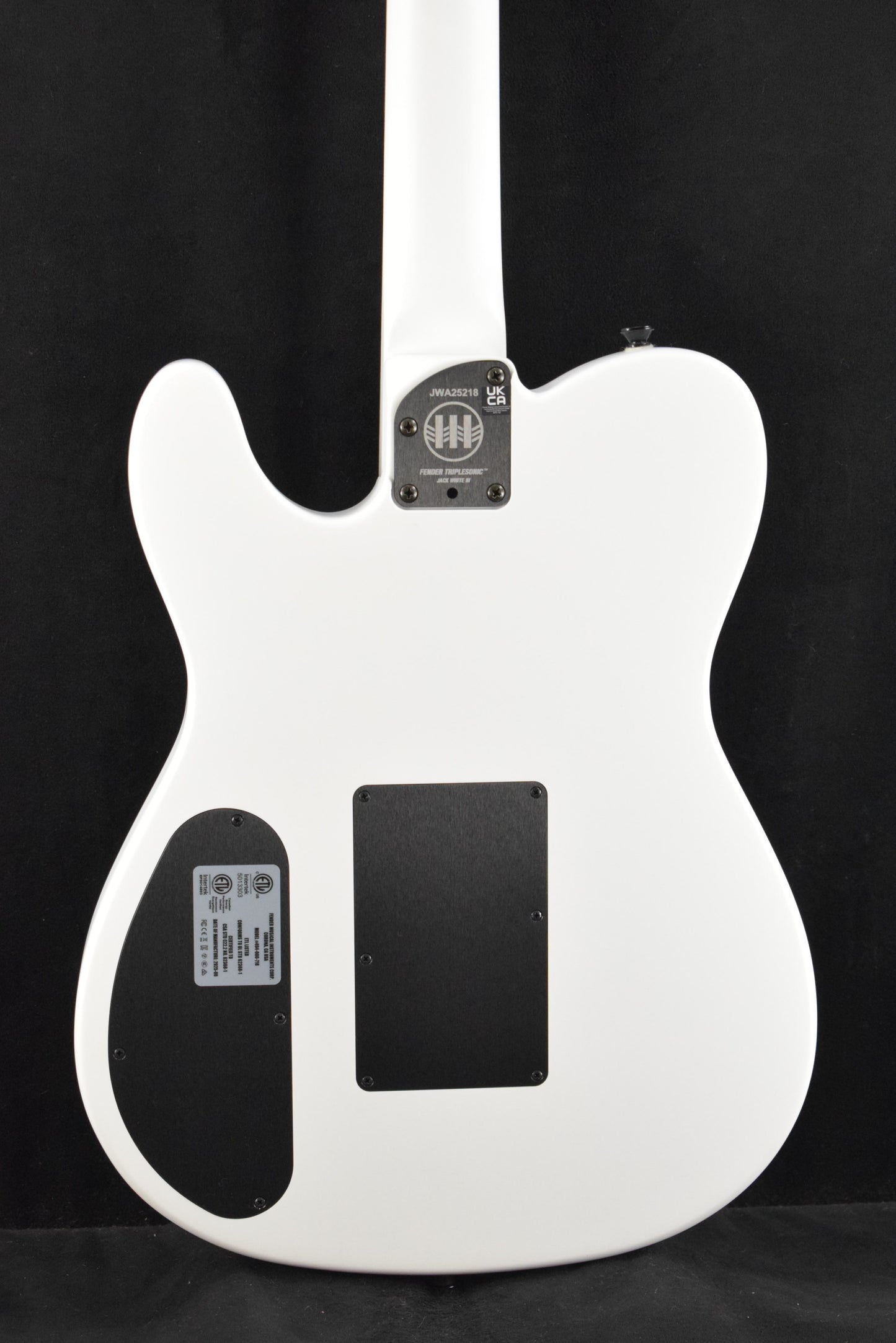 Fender Jack White Triplesonic Acoustasonic Telecaster Satin Arctic White with Black Top
