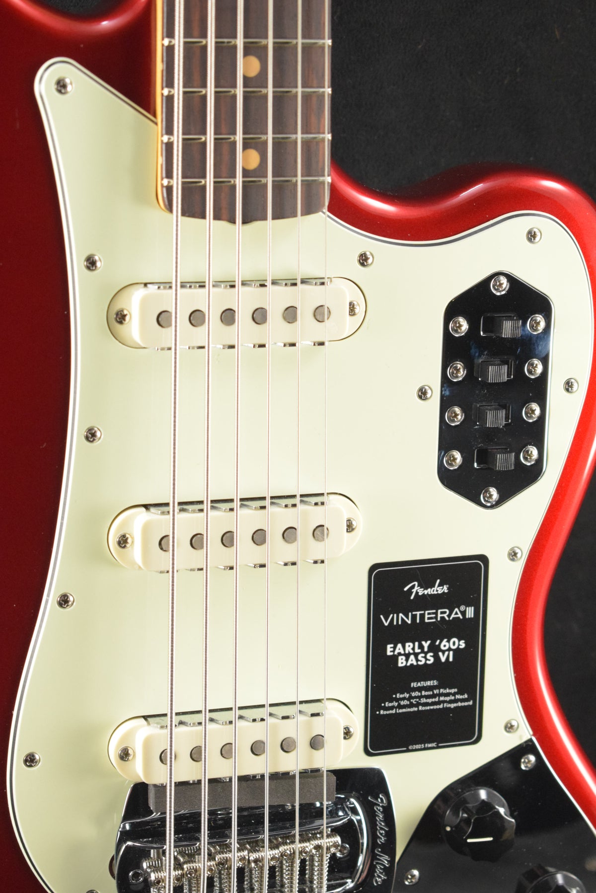 Fender Vintera III Early '60s Bass VI Candy Apple Red Rosewood Fingerboard