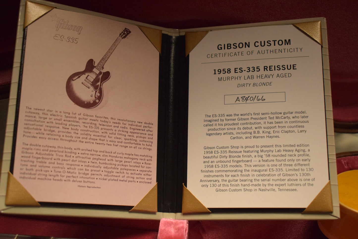 Gibson Murphy Lab 1958 ES-335 Reissue Dirty Blonde Heavy Aged