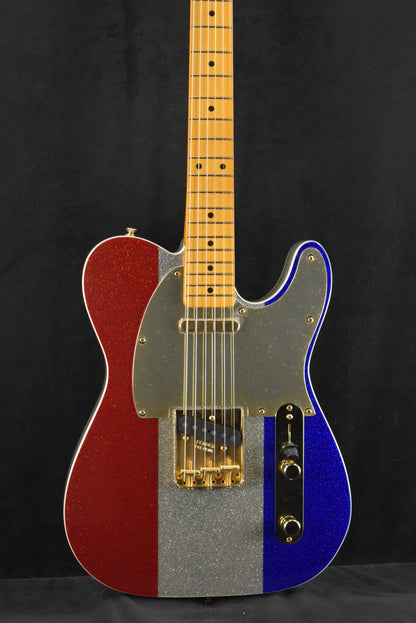 Fender Buck Owens Telecaster Red, Silver and Blue Sparkle Maple Fingerboard
