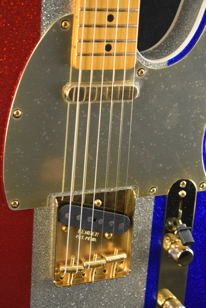 Fender Buck Owens Telecaster Red, Silver and Blue Sparkle Maple Fingerboard