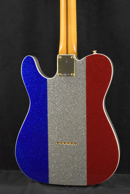 Fender Buck Owens Telecaster Red, Silver and Blue Sparkle Maple Fingerboard