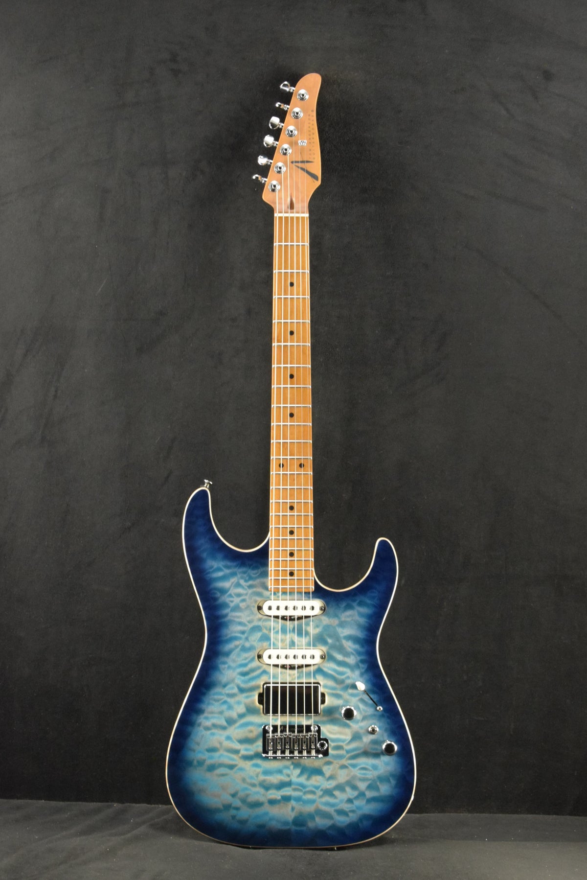 Tom Anderson Drop Top Natural Bora to Arctic Blue Burst with Binding