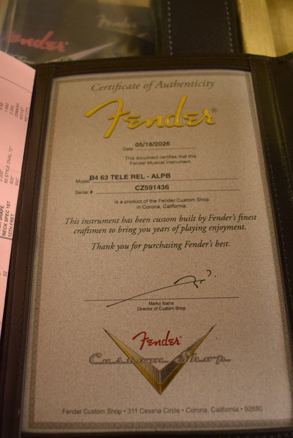 Fender 1963 Telecaster Relic Aged Lake Placid Blue 3A Rosewood Fingerboard