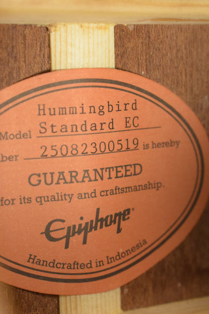 Epiphone Hummingbird Standard EC Electric Cutaway Natural w/ Premium Gig Bag