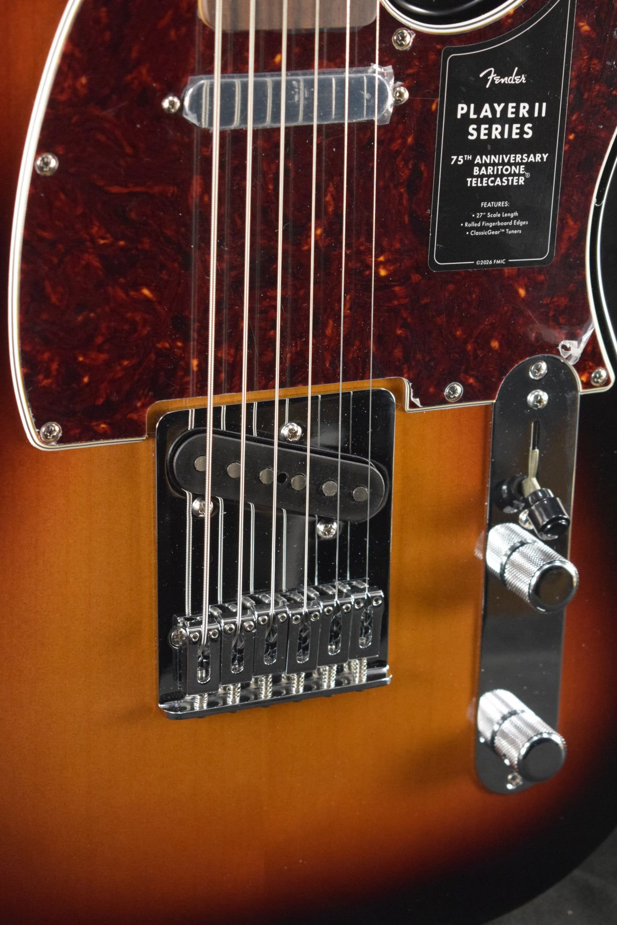 Fender 75th Anniversary Player II Baritone Telecaster 3-Color Sunburst Rosewood Fingerboard
