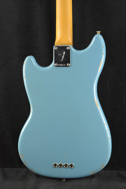 Fender JMJ Road Worn Mustang Bass Faded Daphne Blue Rosewood Fingerboard
