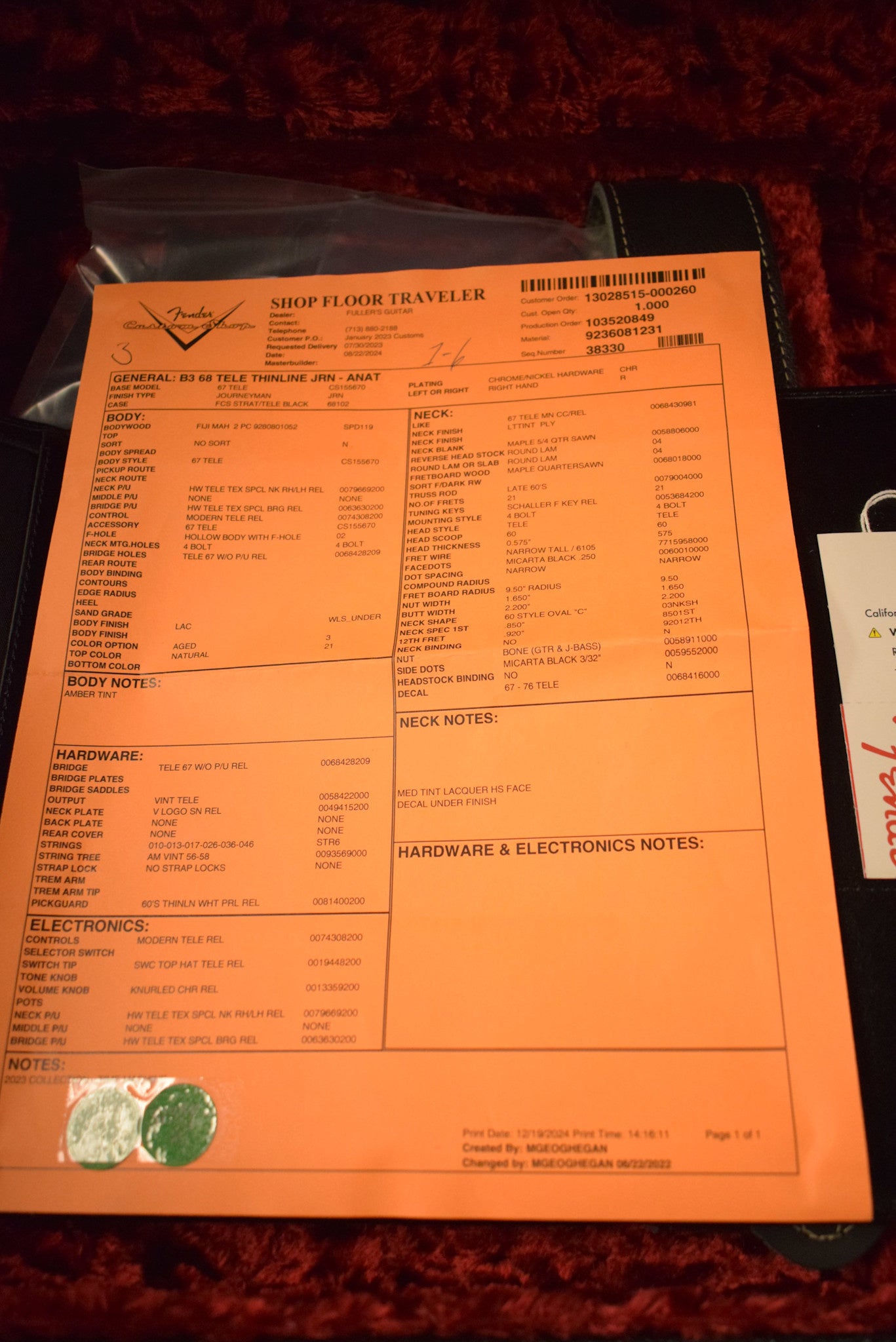 Fender Custom Shop '68 Tele Thinline Journeyman Relic - Aged Natural Mahogany