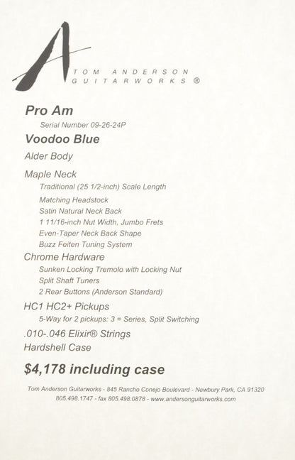 Tom Anderson Pro Am Voodoo Blue