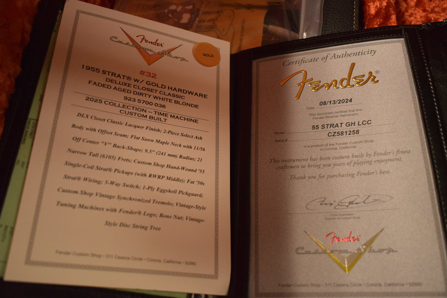 Fender 1955 Stratocaster DLX Closet Classic with Gold Hardware - Faded Aged Dirty White Blonde