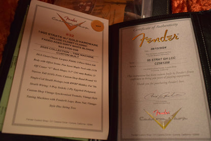 Fender 1955 Stratocaster DLX Closet Classic with Gold Hardware - Faded Aged Dirty White Blonde