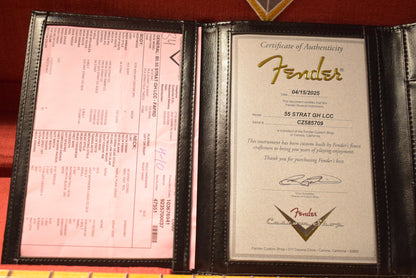 Fender 1955 Stratocaster DLX Closet Classic with Gold Hardware - Faded Aged Fiesta Red