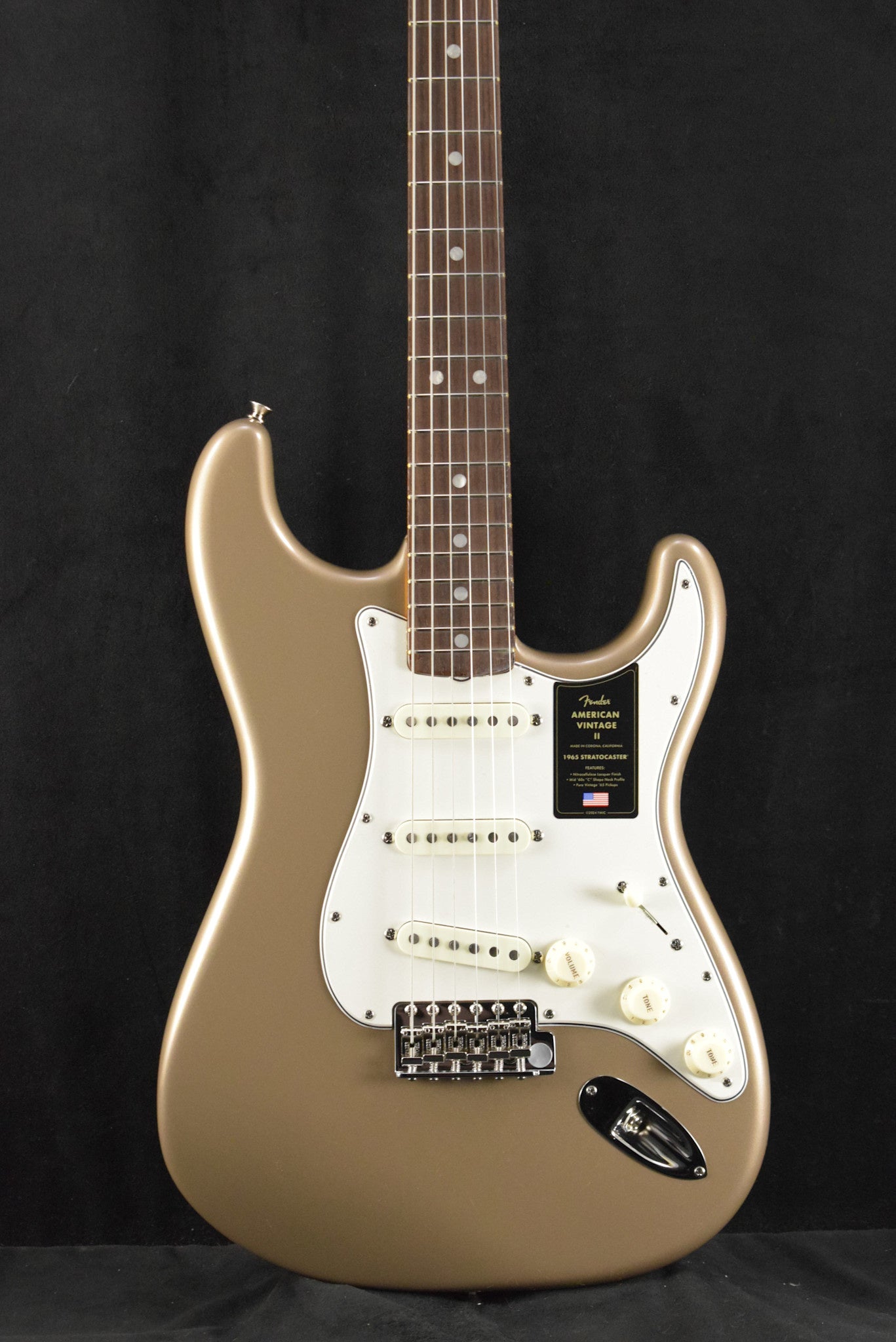 Fender American Vintage II 1965 Stratocaster Shoreline Gold Round-Lam Rosewood Fingerboard