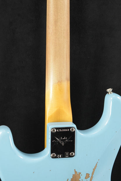 Fender Custom Shop '62 Strat Relic with Closet Classic Hardware - Faded Aged Daphne Blue